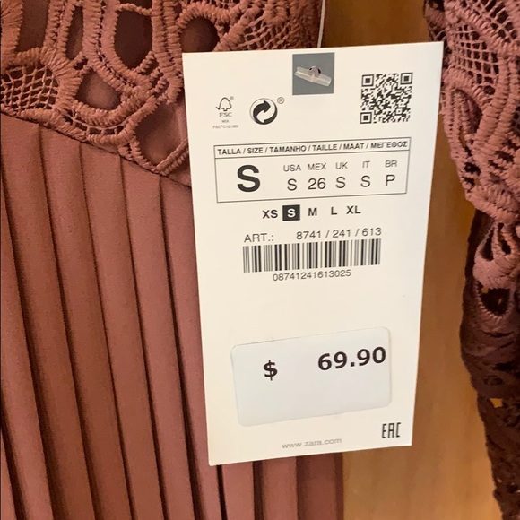 Zara Lace / Pleated Dress - Picture 3 of 4